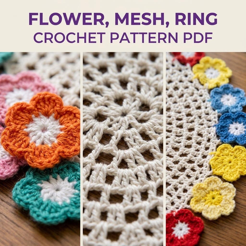 Rainbow Flower Edge Table Topper Crochet Pattern PDF – Round Doily