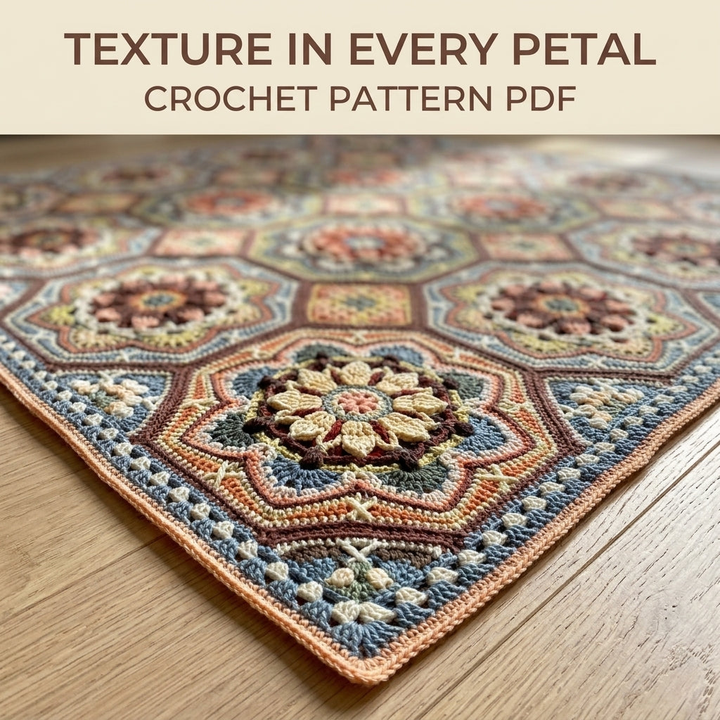 Octagon Mandala Tile Blanket Crochet Pattern PDF – Mandala Motif Afghan