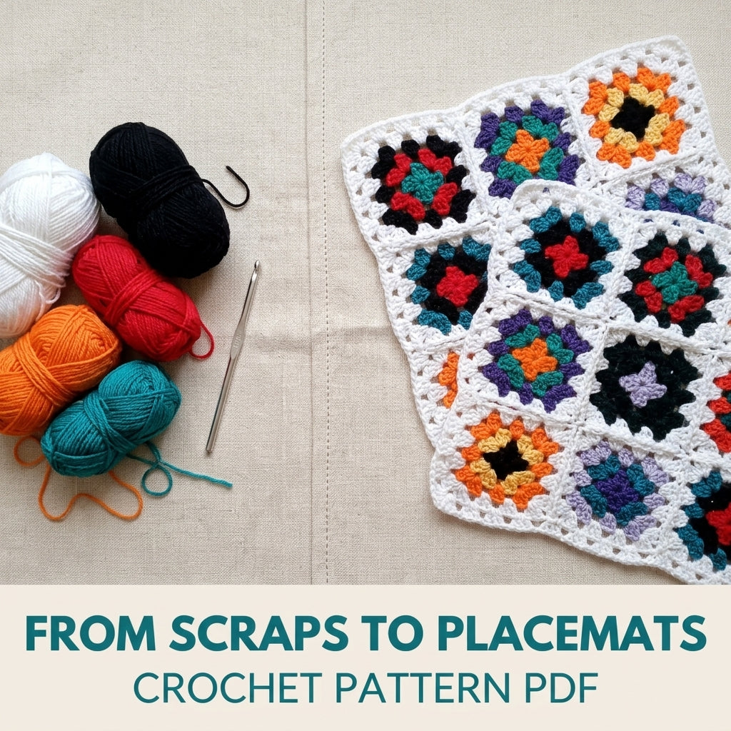 Granny Square Placemats Crochet Pattern PDF – Retro Table Mats