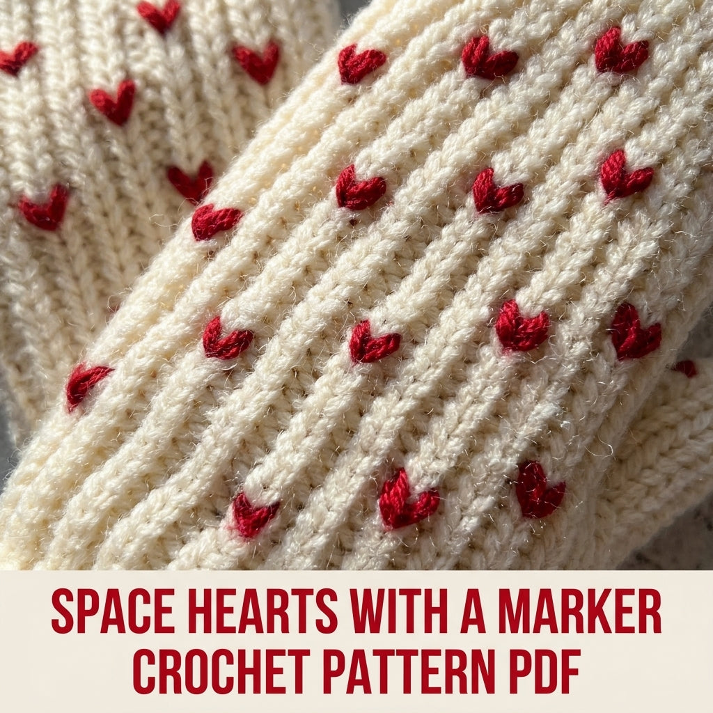 Little Hearts Mittens Crochet Pattern PDF – Ribbed Winter Mittens
