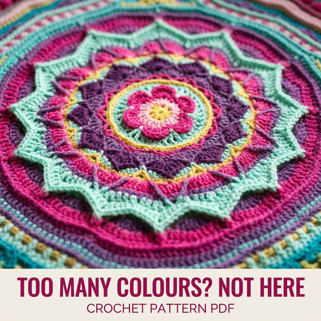 Candy Sunburst Mandala Blanket Crochet Pattern PDF – Bright Textured Square Throw