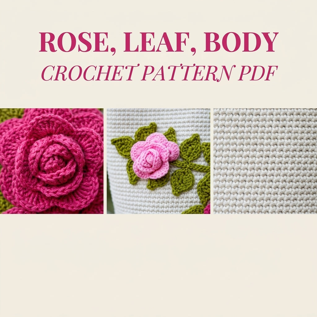 Rose Bouquet Bucket Tote Crochet Pattern PDF – 3D Rose Bag