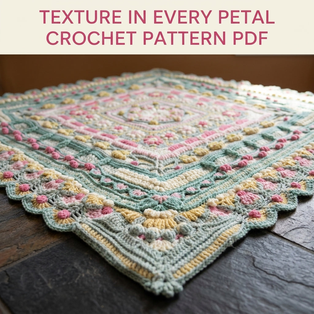 Mint Daisy Mandala Blanket Crochet Pattern PDF – Textured Daisy Square Throw