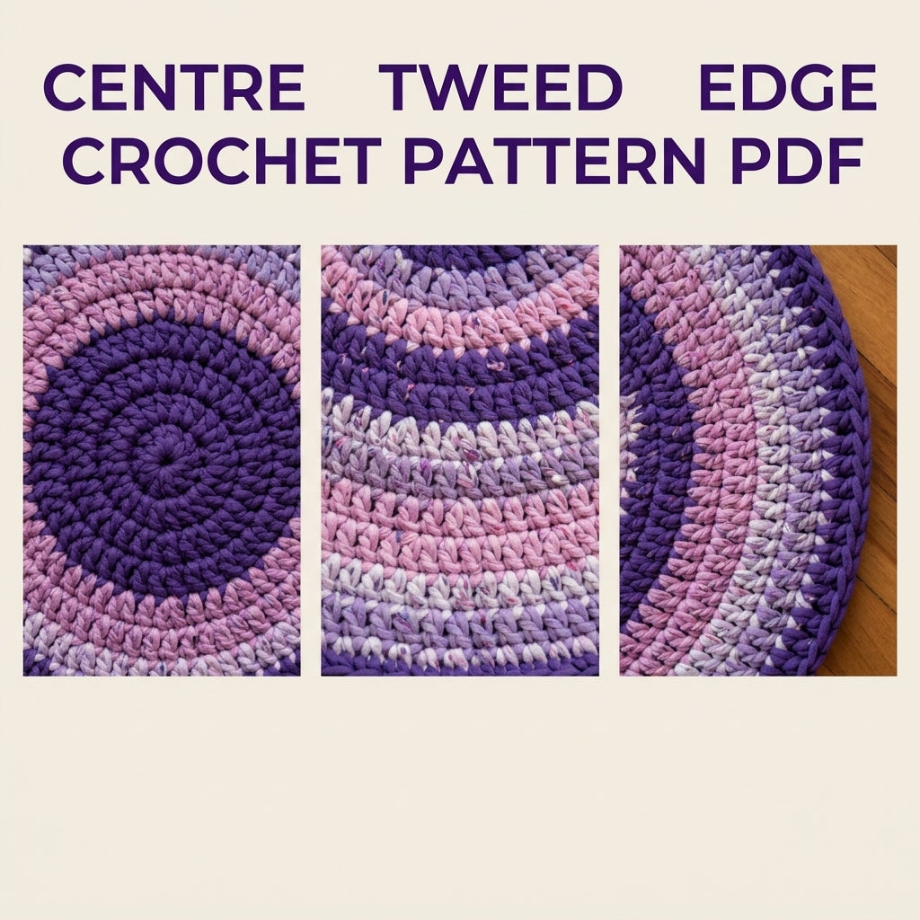 Lilac Oval Stripe Rug Crochet Pattern PDF – Purple T-Shirt Yarn Rug