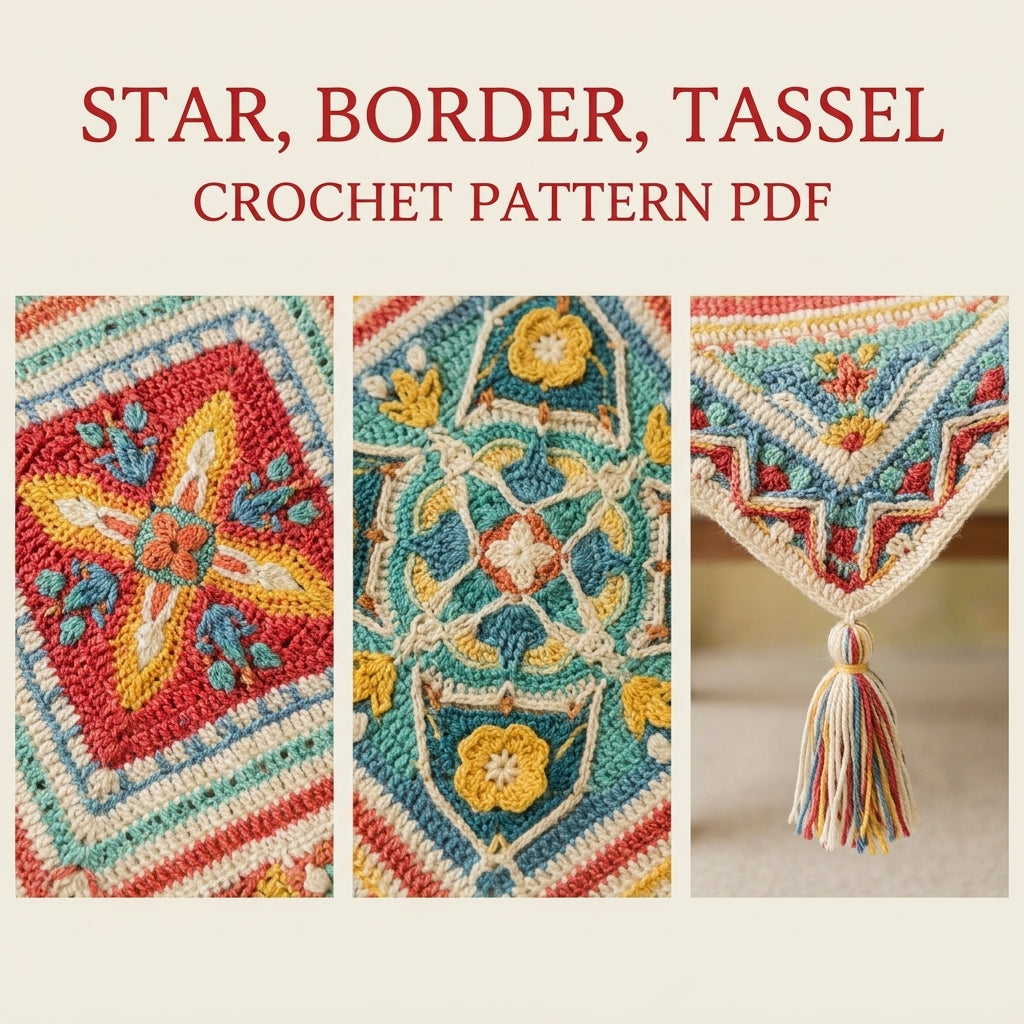 Overlay Mandala Blanket Crochet Pattern PDF – Star Squares Set on Point