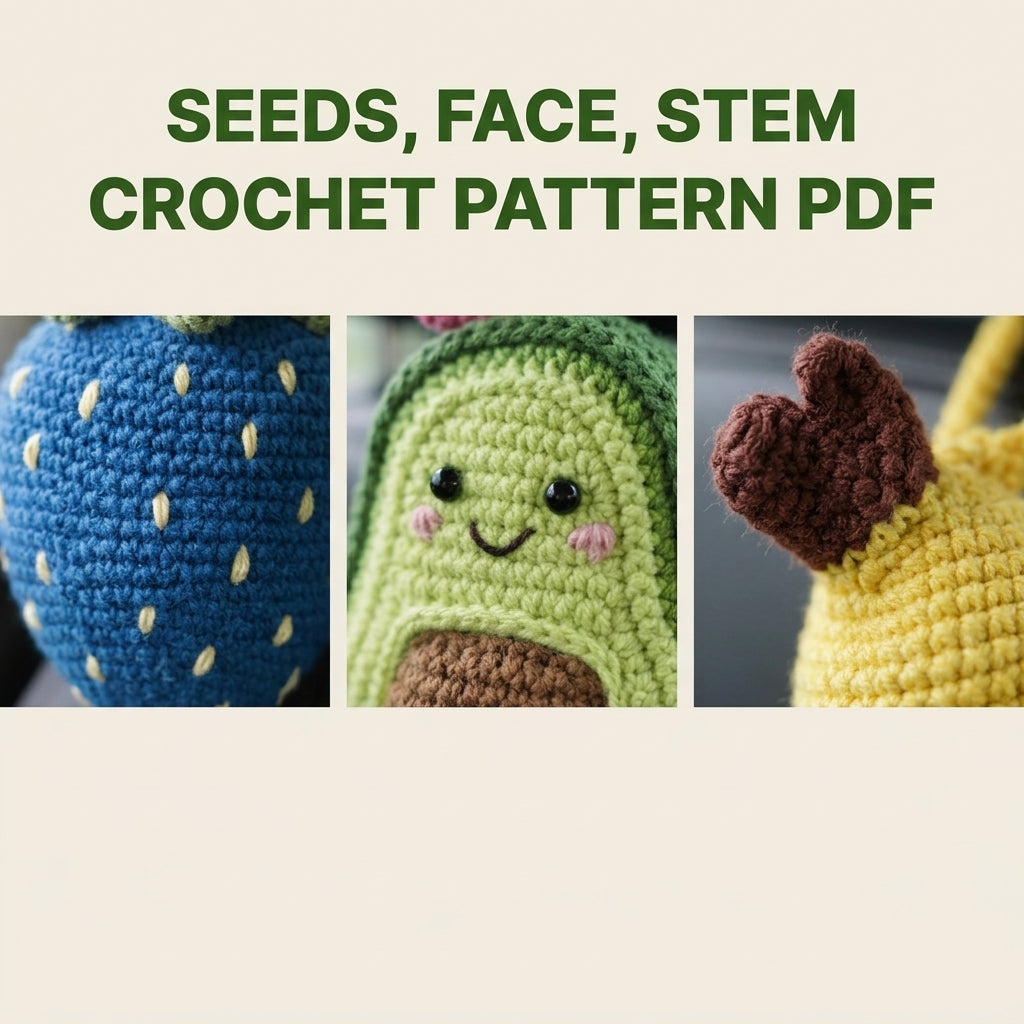 Fruit Car Tissue Holder Crochet Pattern PDF – Avocado Banana Strawberry Set