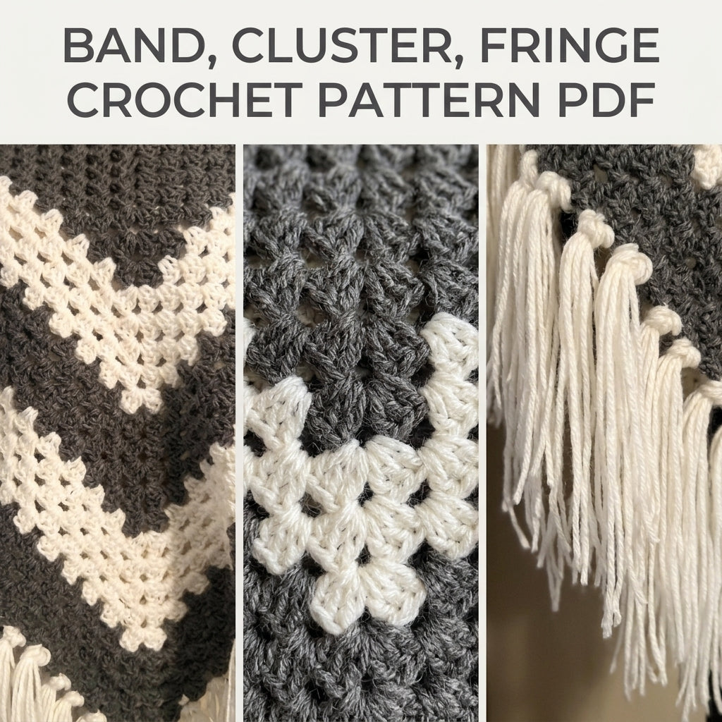 Grey Chevron Granny Stitch Poncho Crochet Pattern PDF – Grey and White Chevron Poncho