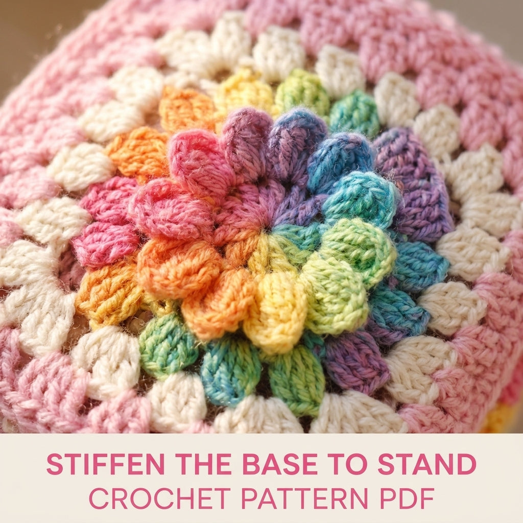 Granny Square Plant Basket Crochet Pattern PDF – Pot Cover with Handles