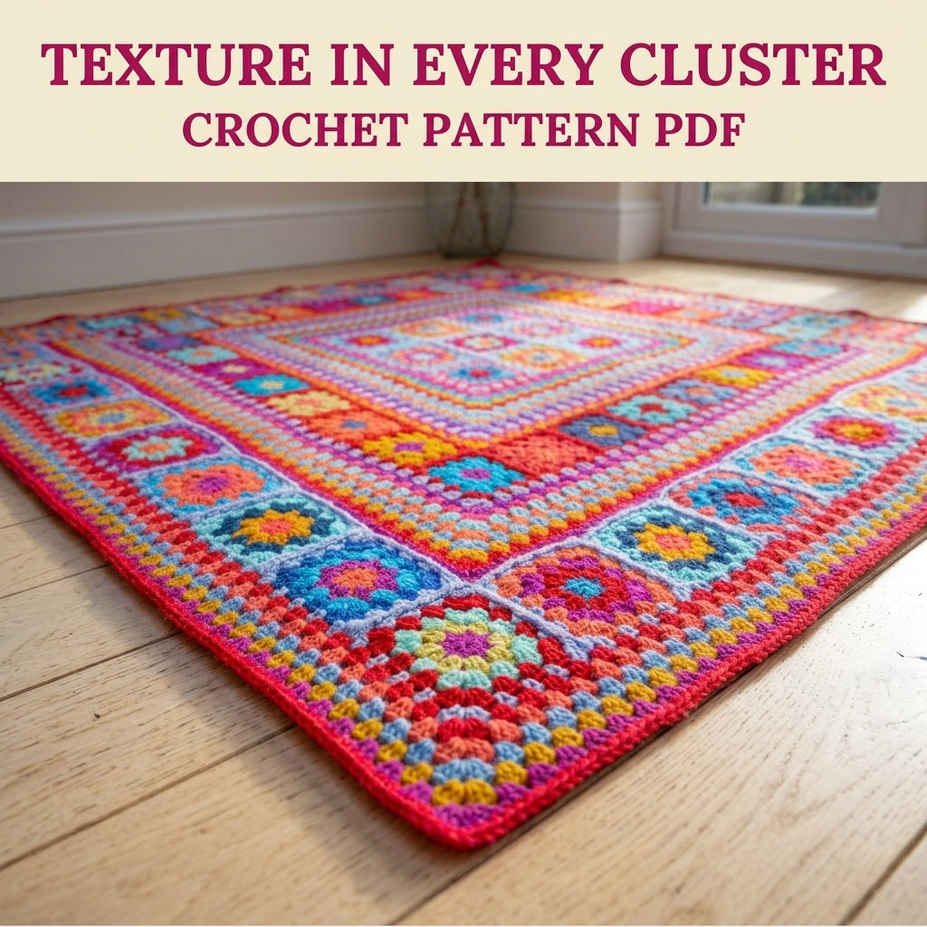 Sunset Granny Medallion Blanket Crochet Pattern PDF – Bright Pink and Orange Granny Throw