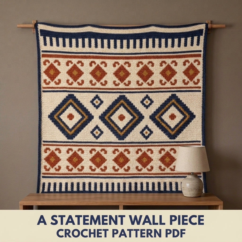 Diamond Tapestry Crochet Pattern PDF – Geometric Crochet Wall Decor