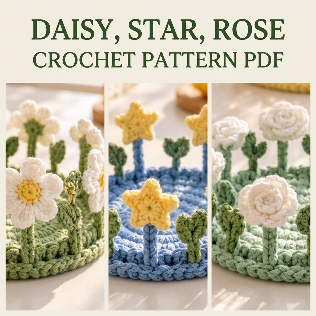 Garden Glass Coasters Crochet Pattern PDF – Flower Coaster Set