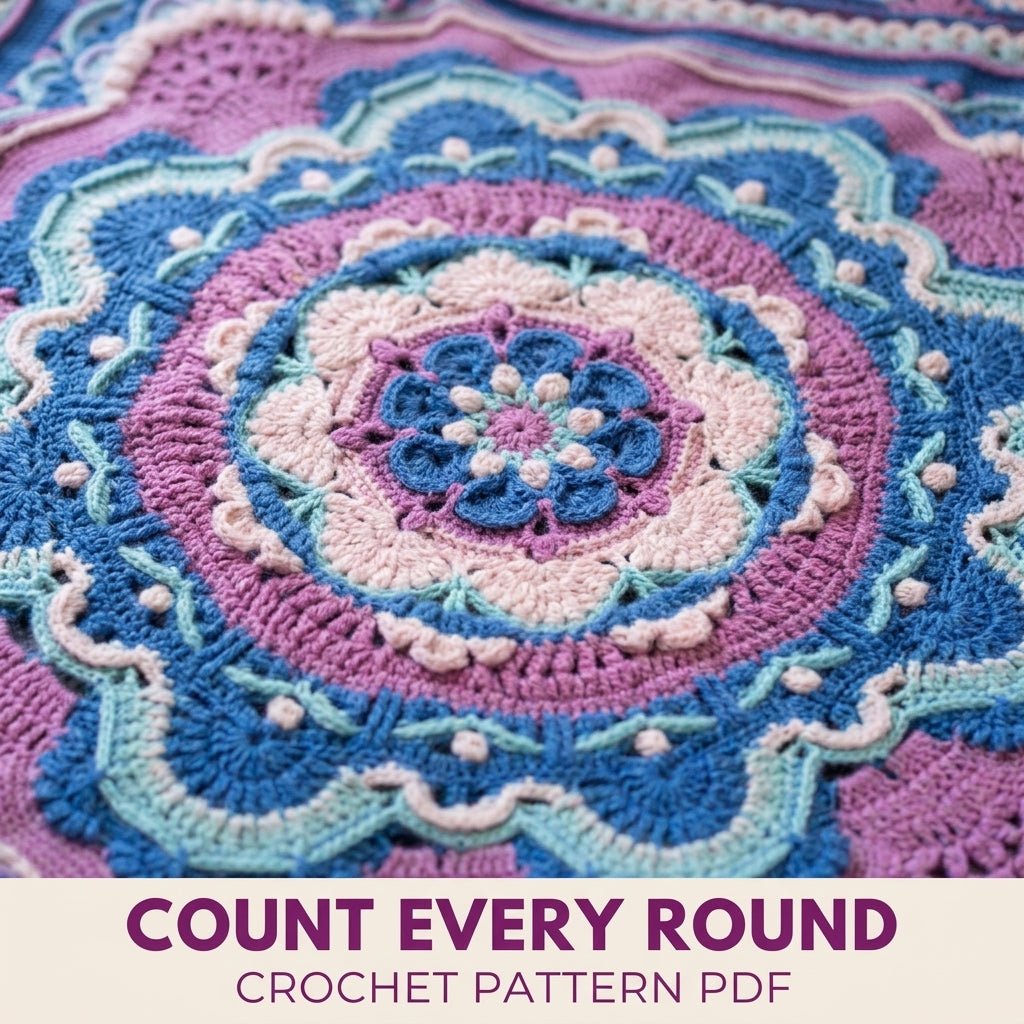 Overlay Mandala Blanket Crochet Pattern PDF – Textured Mandala Afghan