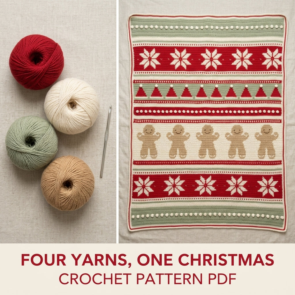Gingerbread Christmas Blanket Crochet Pattern PDF – Festive Tapestry Afghan