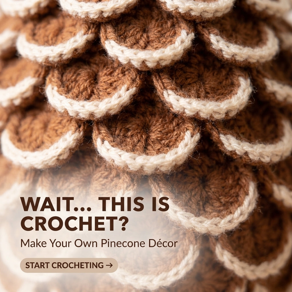 Crochet Pine Cone Pattern – 3 Sizes, Snow-Tipped Scales, Fall to Christmas Décor