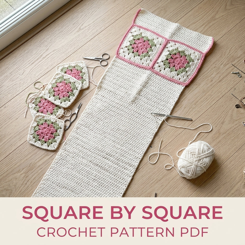 Rose Granny Pocket Organizer Crochet Pattern PDF – Hanging Bathroom Storage