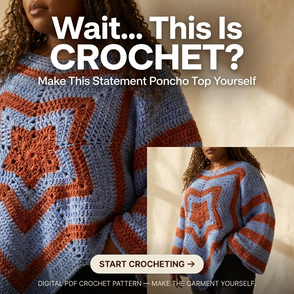 Star Sweater Crochet Pattern | Concentric Star Top with Bell Sleeves & Pointed Hem | Sizes XS–[XX] | PDF Instant Download