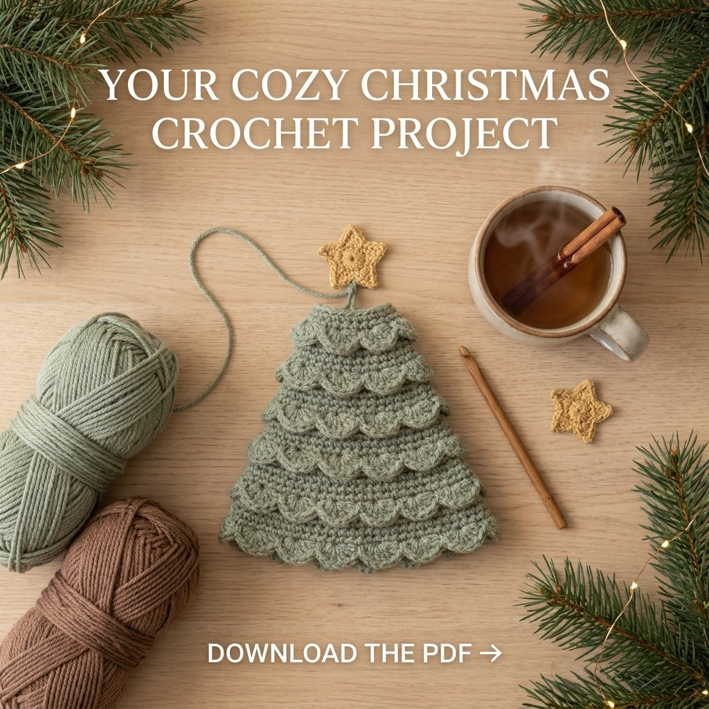 Crochet Christmas Tree Pattern – 3 Sizes, Scalloped Tabletop Trees