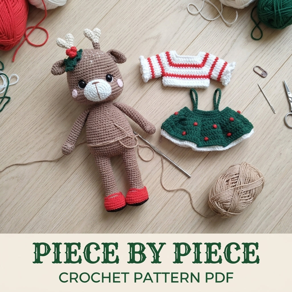Reindeer Girl Amigurumi Doll Crochet Pattern PDF – Christmas Toy