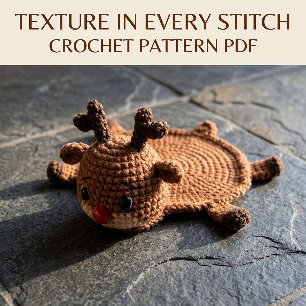 Reindeer Mug Coaster Crochet Pattern PDF – Christmas Mug Rug