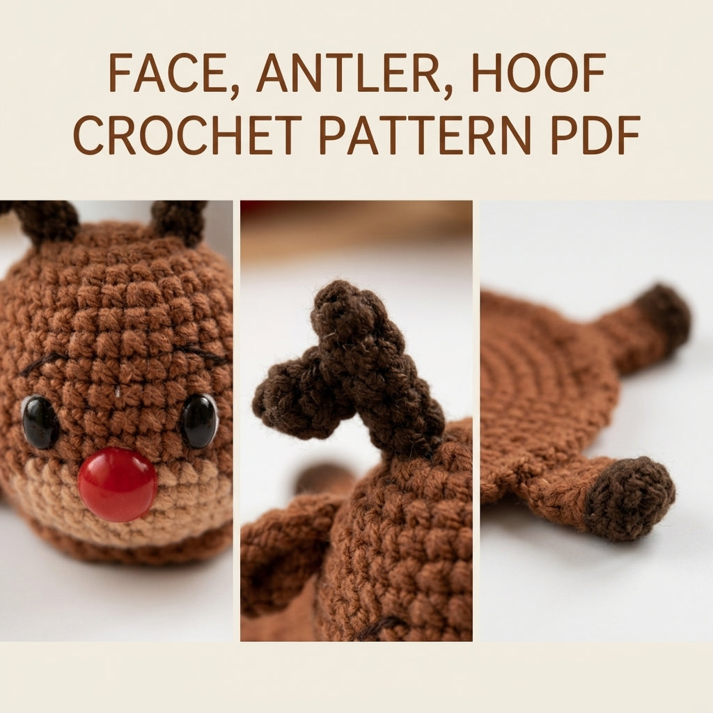 Reindeer Mug Coaster Crochet Pattern PDF – Christmas Mug Rug