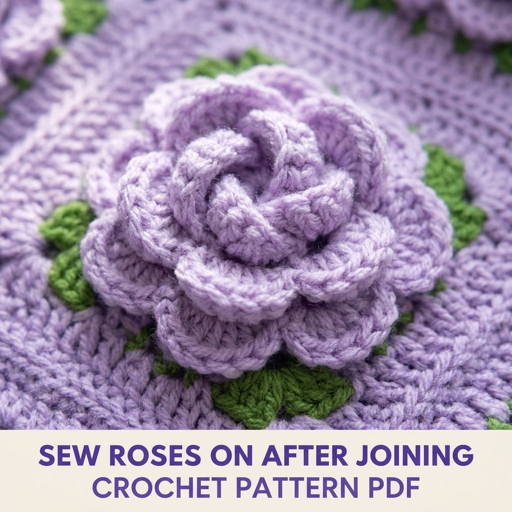 Lavender Rose Square Cardigan Crochet Pattern PDF – 3D Rose Granny Cardigan