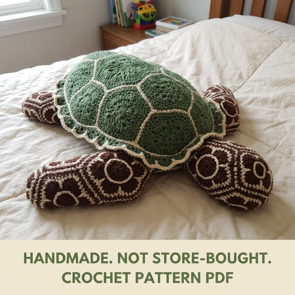 African Flower Sea Turtle Crochet Pattern PDF – Hexagon Amigurumi Turtle