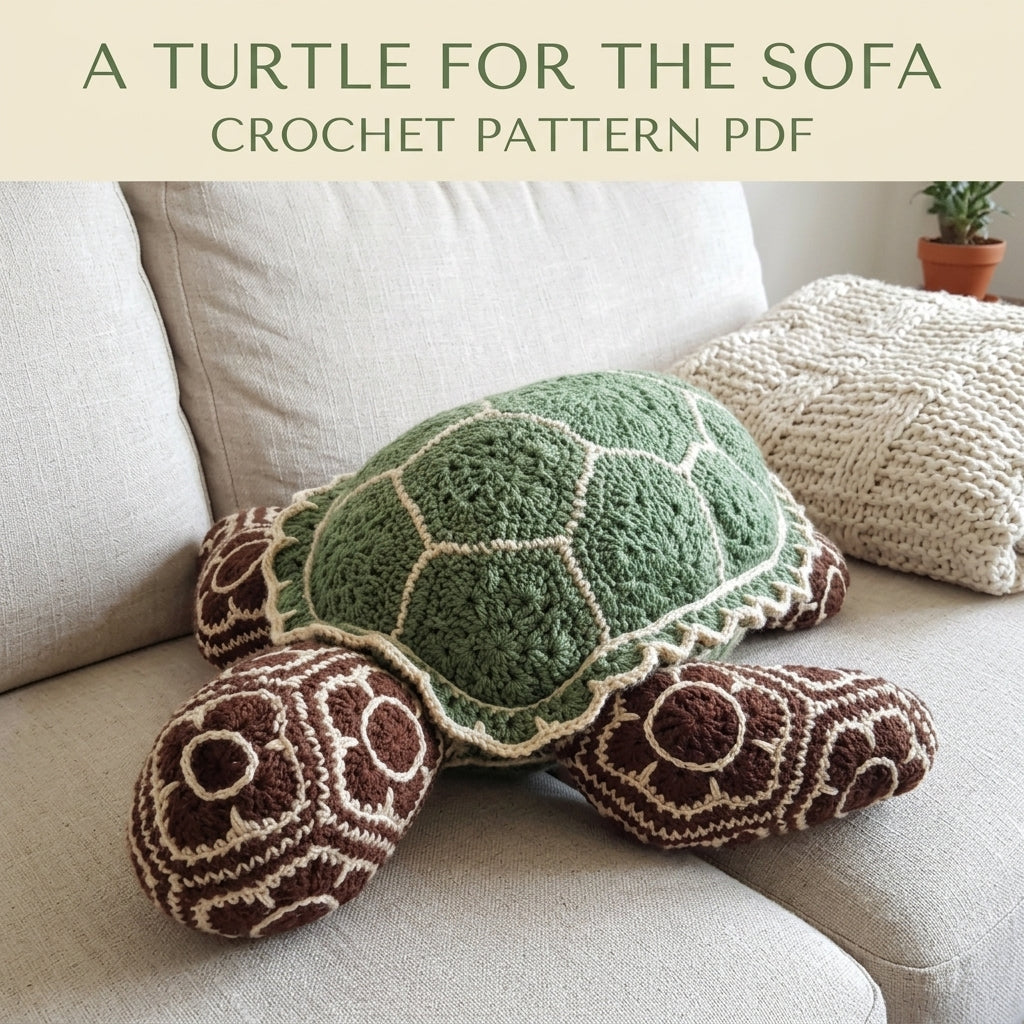 African Flower Sea Turtle Crochet Pattern PDF – Hexagon Amigurumi Turtle