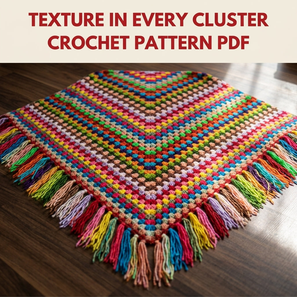 Rainbow Granny Triangle Shawl Crochet Pattern PDF – Scrap Yarn Shawl with Fringe