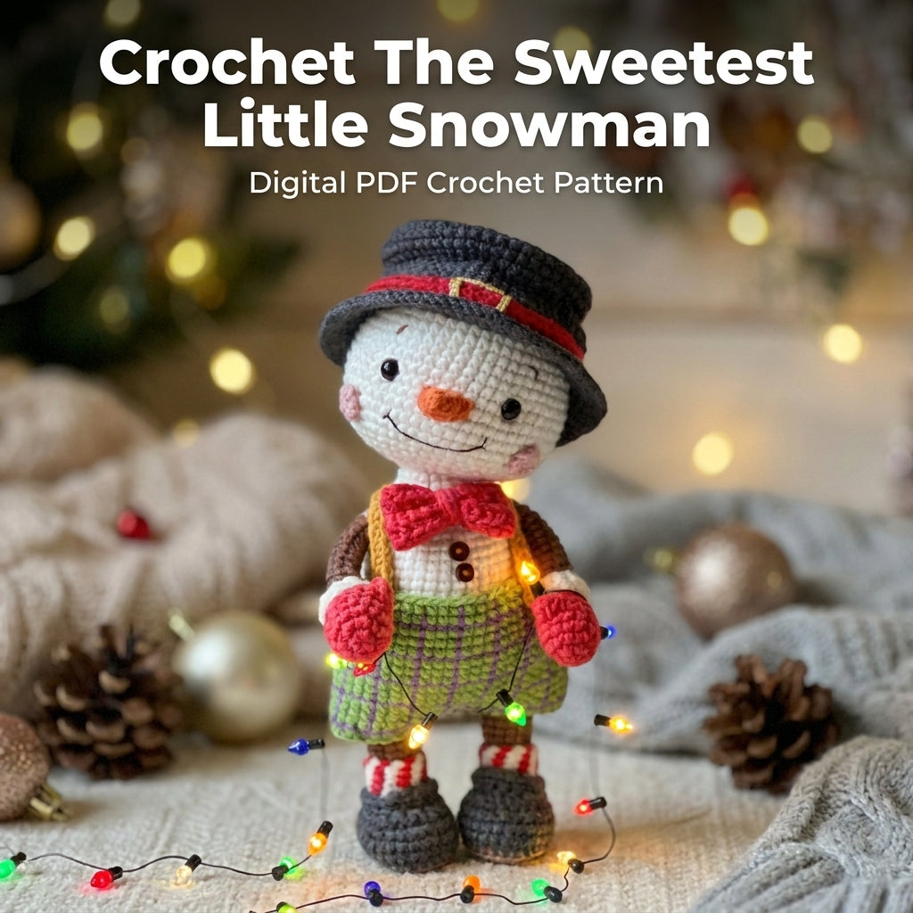 Snowman Amigurumi Crochet Pattern — Dressed Christmas Doll with Removable Hat, US Terms, PDF Download