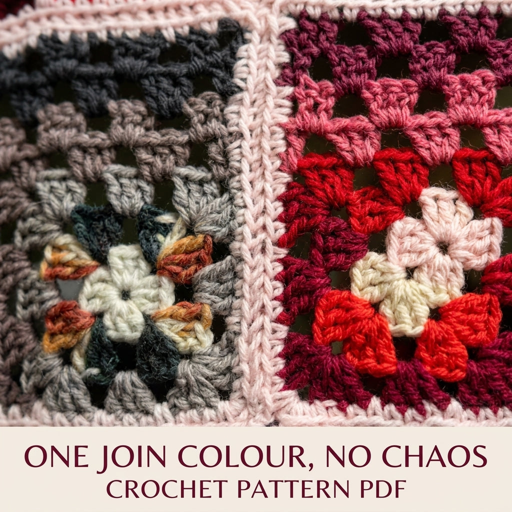 Rose and Grey Granny Square Blanket Crochet Pattern PDF – Scrappy Stash Afghan