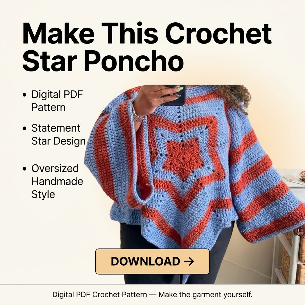 Star Sweater Crochet Pattern | Concentric Star Top with Bell Sleeves & Pointed Hem | Sizes XS–[XX] | PDF Instant Download