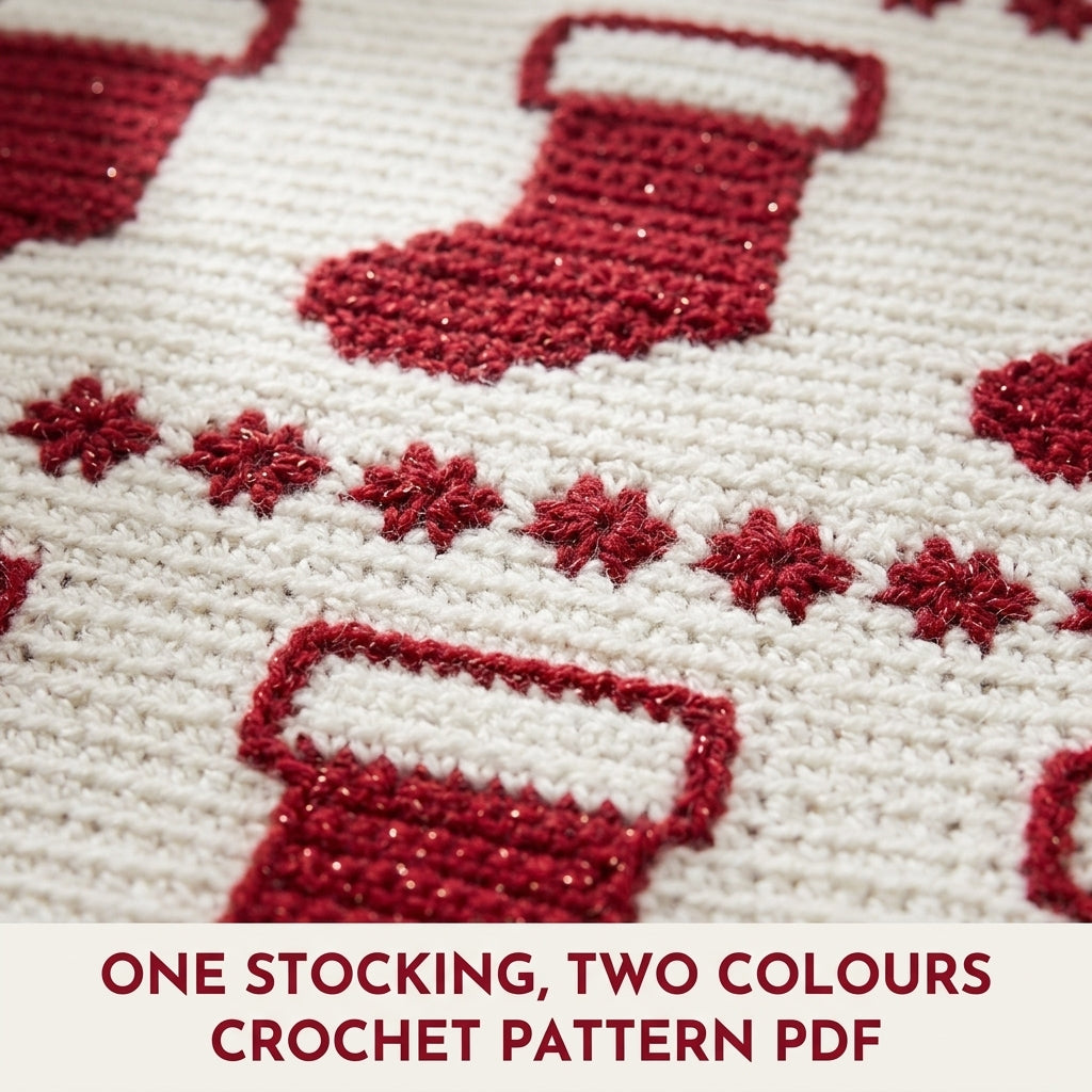Stocking Crochet Blanket Pattern PDF – Christmas Tapestry Crochet Throw in Red and White