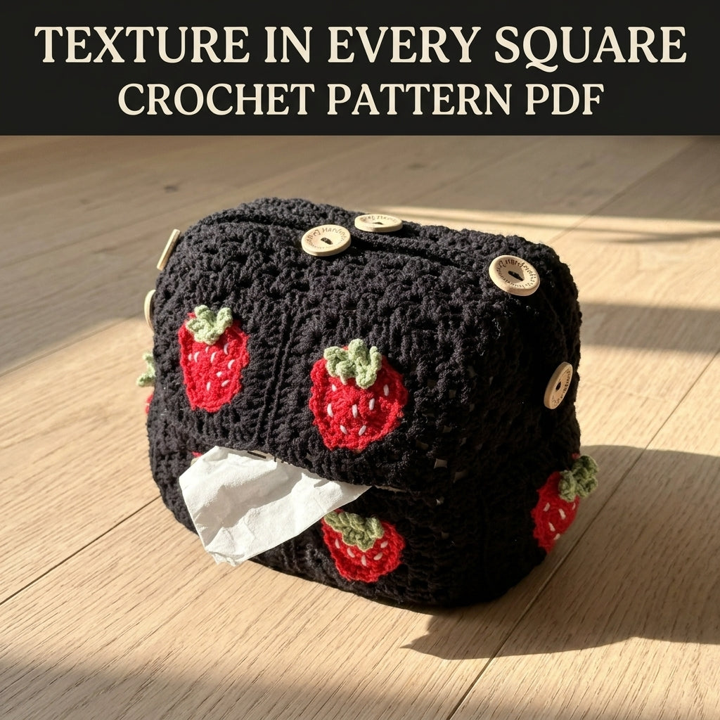 Strawberry Granny Tissue Box Cover Crochet Pattern PDF – Car Headrest Tissue Holder