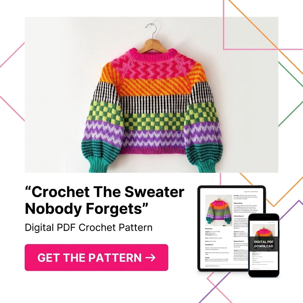 Colourwork Sweater KNITTING Pattern | Multi-Motif Striped Jumper with Balloon Sleeves | Stranded Colourwork | PDF Instant Download