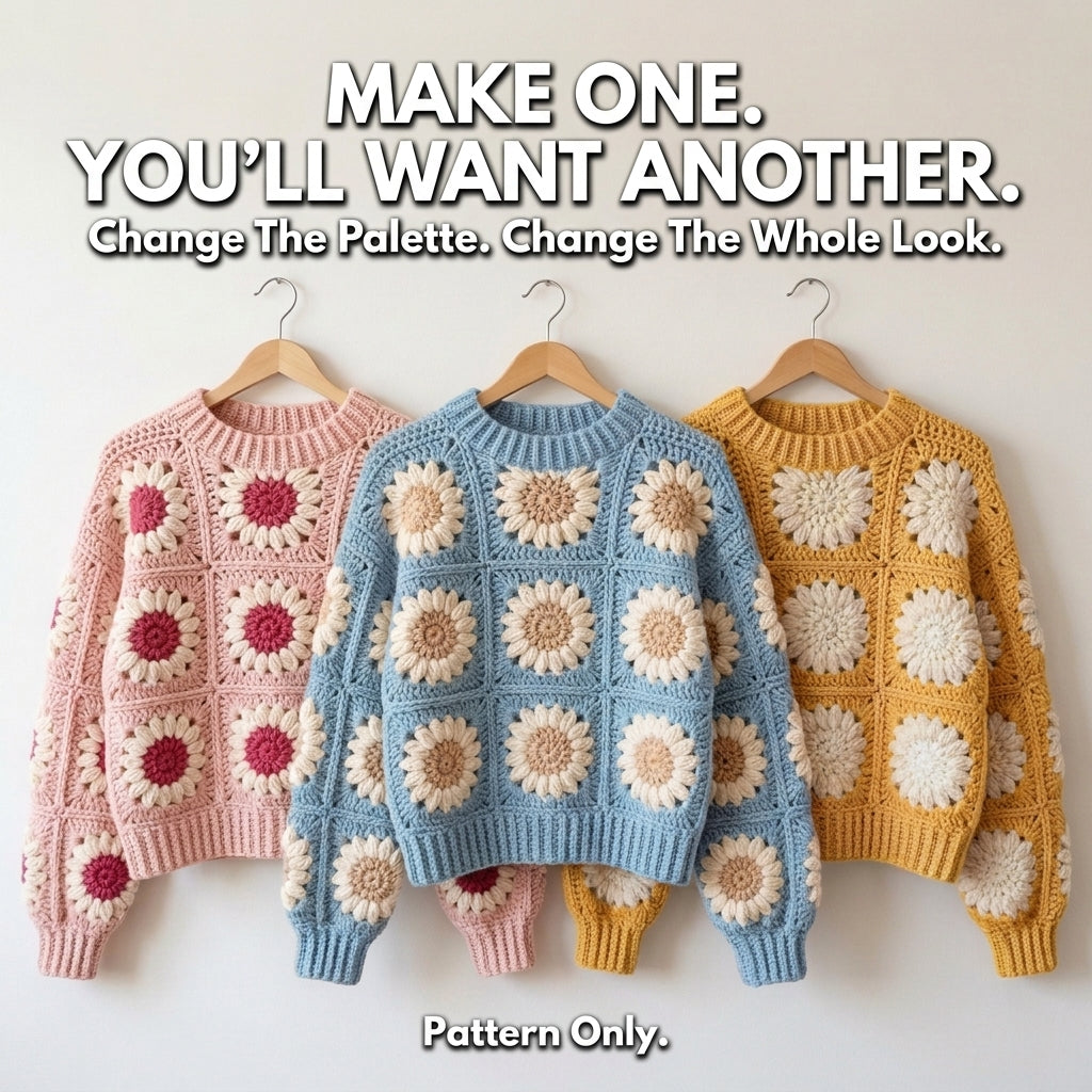 Patchwork Granny Square Hoodie – Crochet Pattern PDF