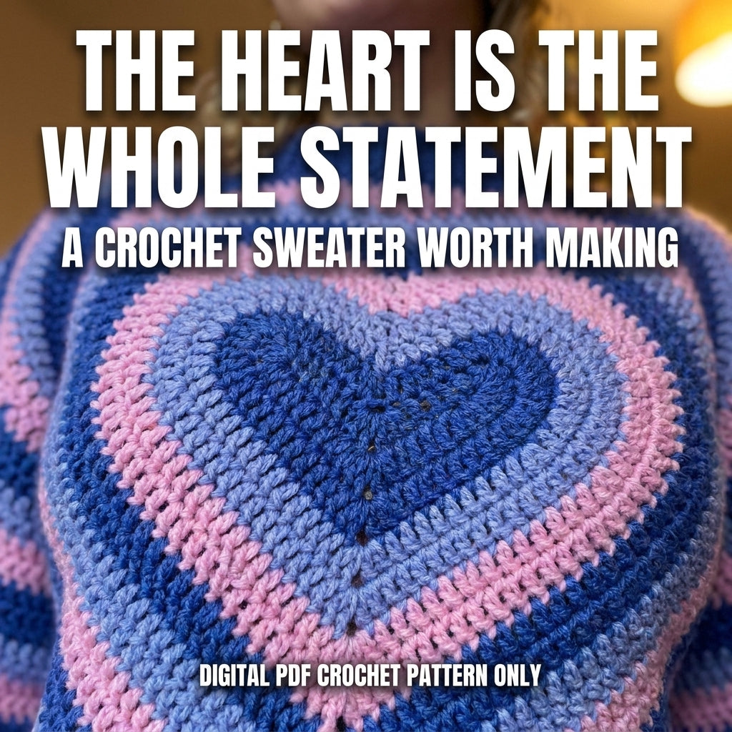 Heart Sweater Crochet Pattern | Concentric Heart Oversized Jumper | Sizes XS–[XX] | PDF Instant Download