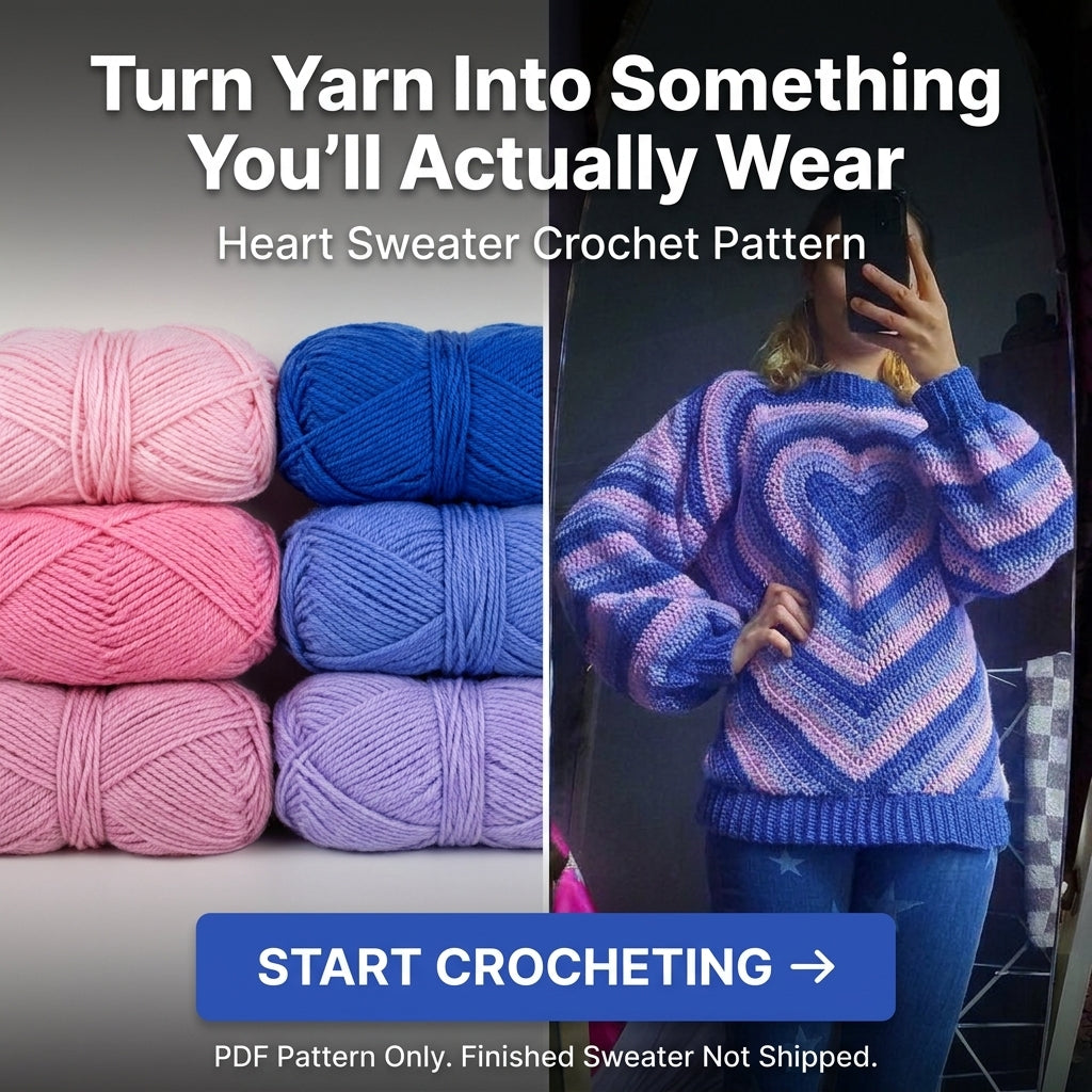 Heart Sweater Crochet Pattern | Concentric Heart Oversized Jumper | Sizes XS–[XX] | PDF Instant Download