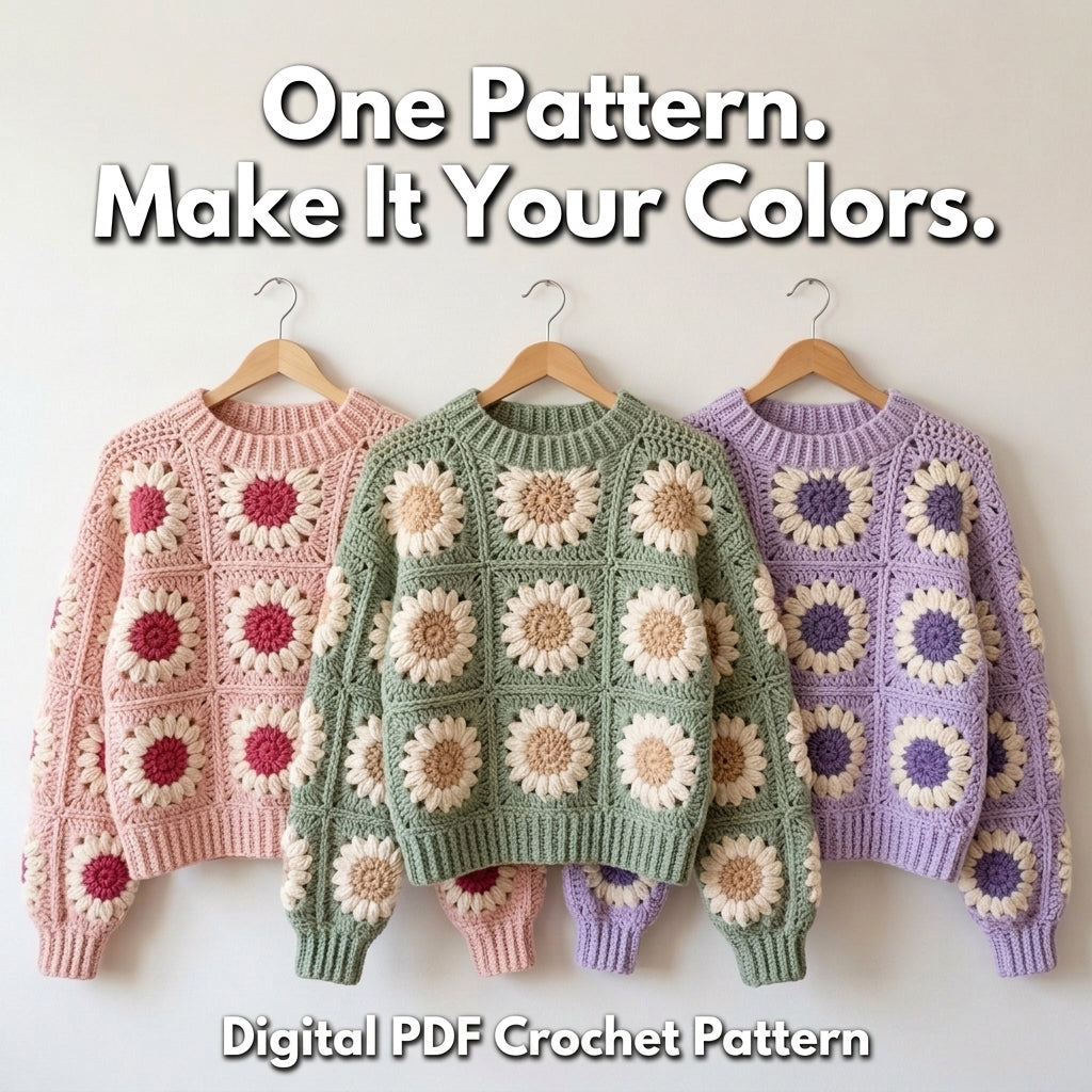 Patchwork Granny Square Hoodie – Crochet Pattern PDF