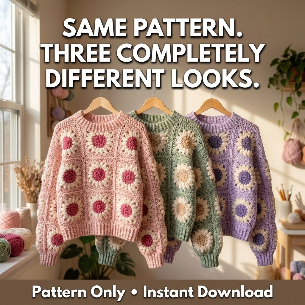 Patchwork Granny Square Hoodie – Crochet Pattern PDF