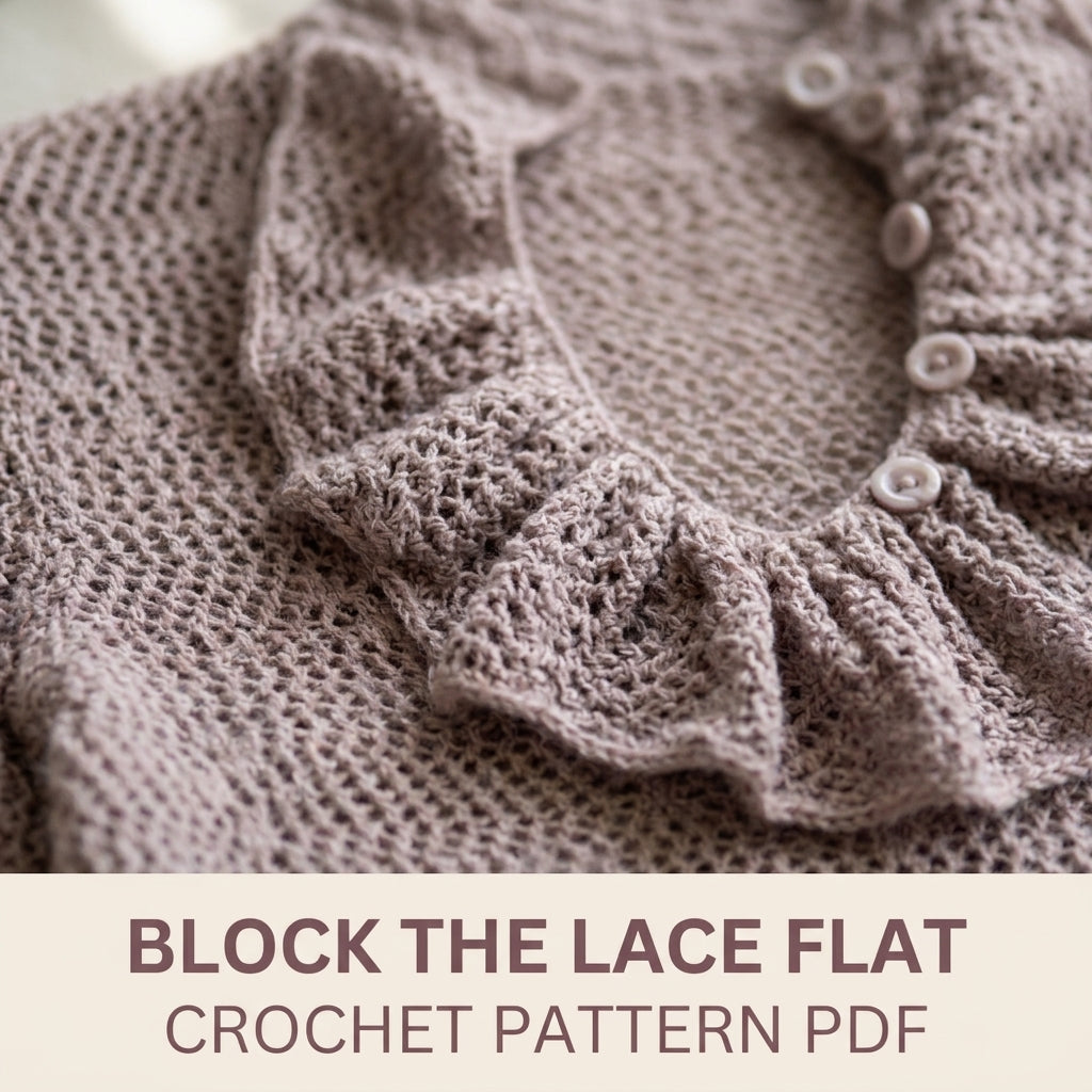 Mauve Lace Sweater Crochet Pattern PDF – Ruffle Collar Vintage Pullover