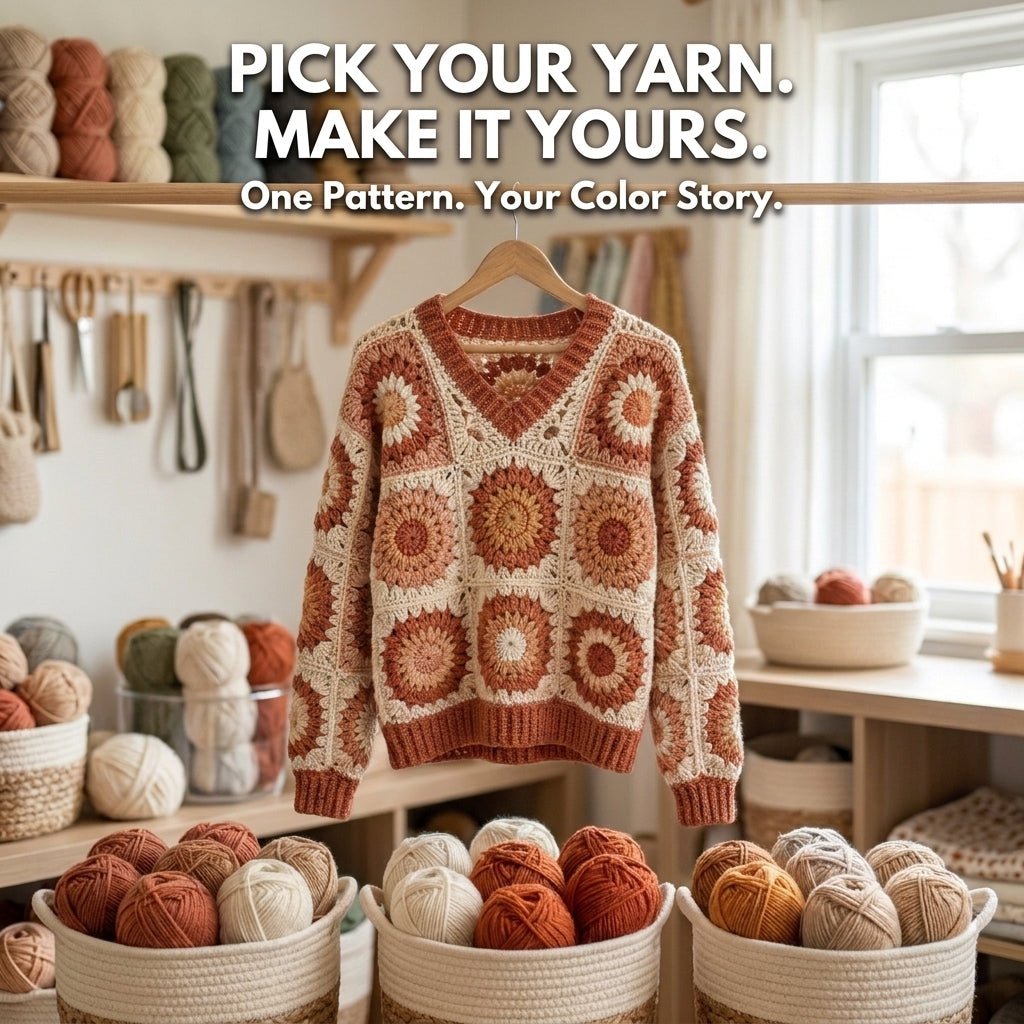 Heart Granny Square Sweater – Crochet Pattern PDF