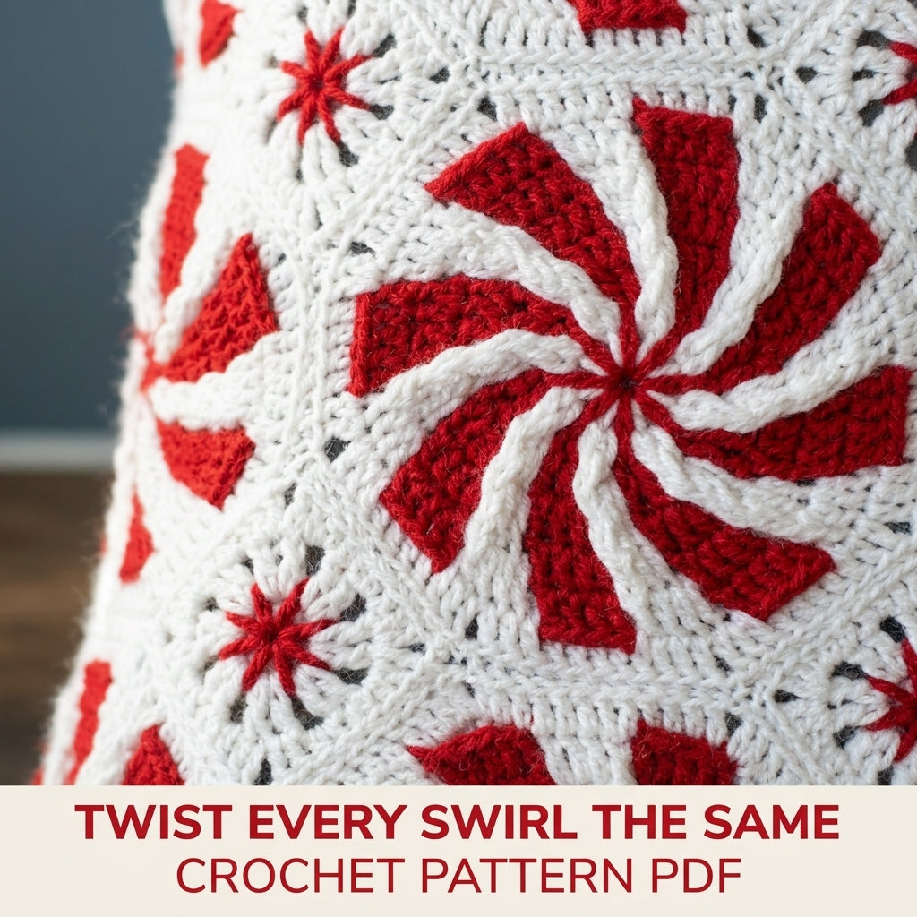 Peppermint Swirl Blanket Crochet Pattern PDF – Christmas Candy Afghan