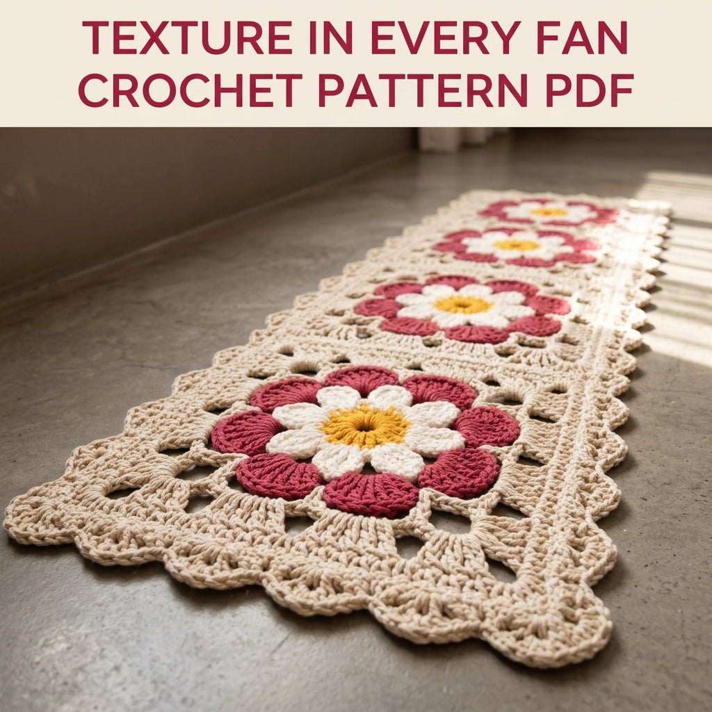 Raspberry Daisy Lace Table Runner Crochet Pattern PDF – Chunky Cord Runner