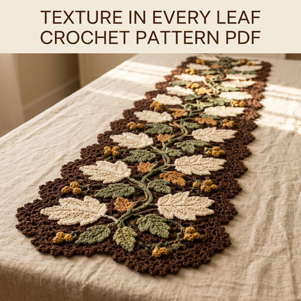 Woodland Leaf Vine Table Runner Crochet Pattern PDF – Autumn Leaf Runner