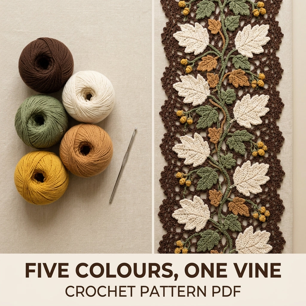 Woodland Leaf Vine Table Runner Crochet Pattern PDF – Autumn Leaf Runner