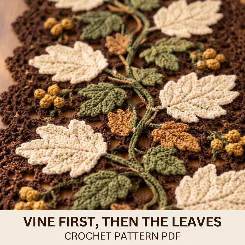 Woodland Leaf Vine Table Runner Crochet Pattern PDF – Autumn Leaf Runner