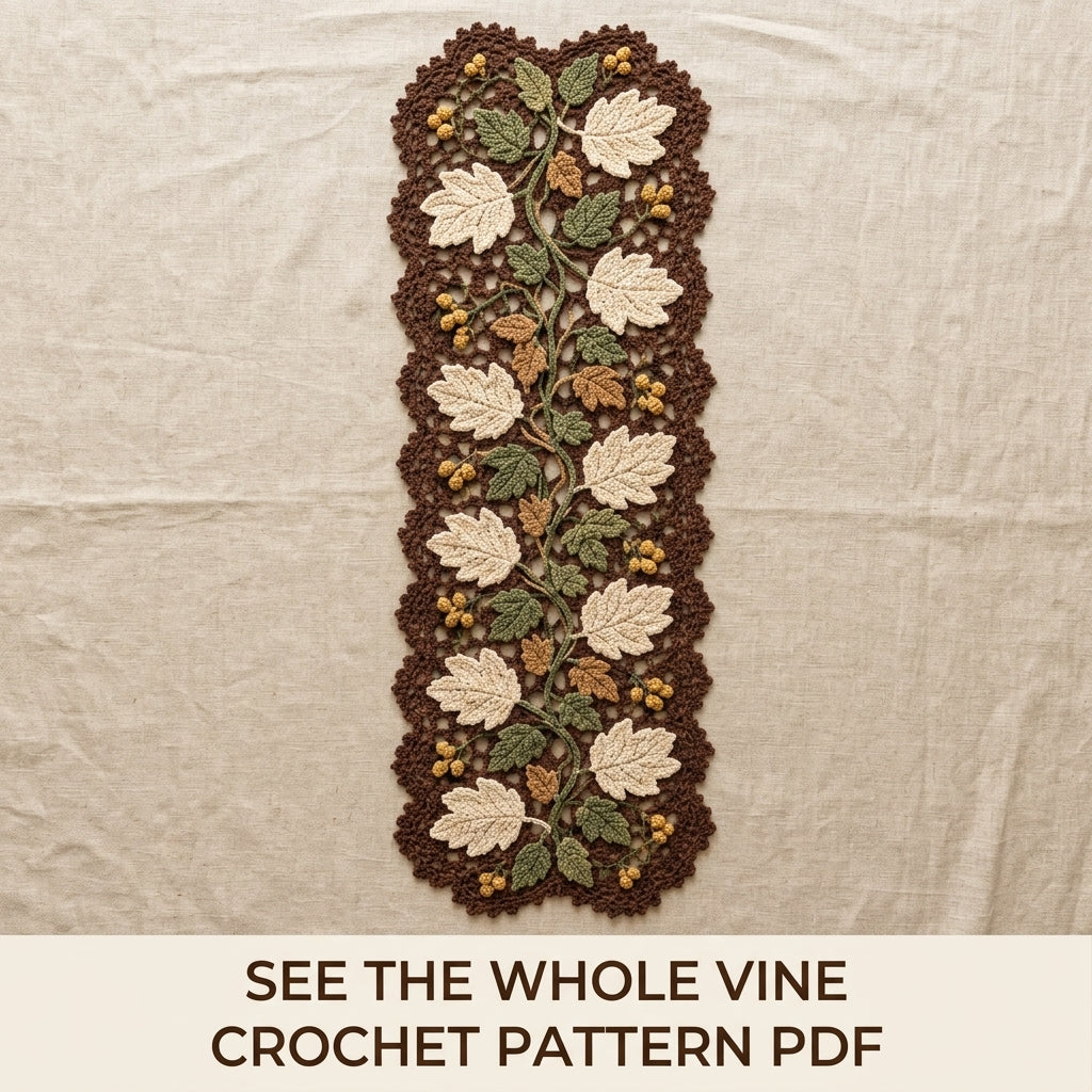 Woodland Leaf Vine Table Runner Crochet Pattern PDF – Autumn Leaf Runner