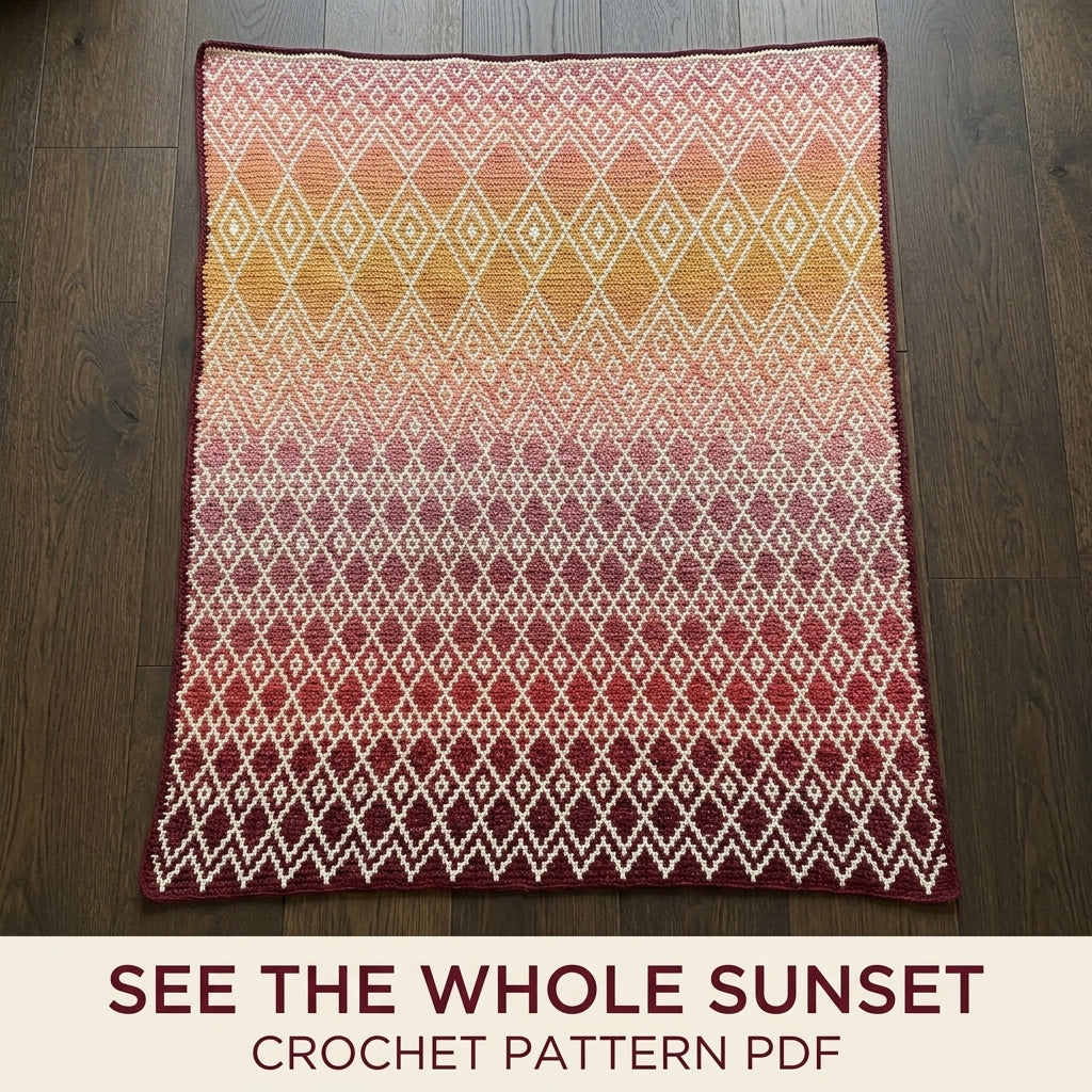 Sunset Mosaic Diamond Throw Crochet Pattern PDF – Gradient Mosaic Blanket