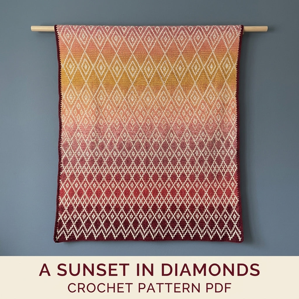 Sunset Mosaic Diamond Throw Crochet Pattern PDF – Gradient Mosaic Blanket