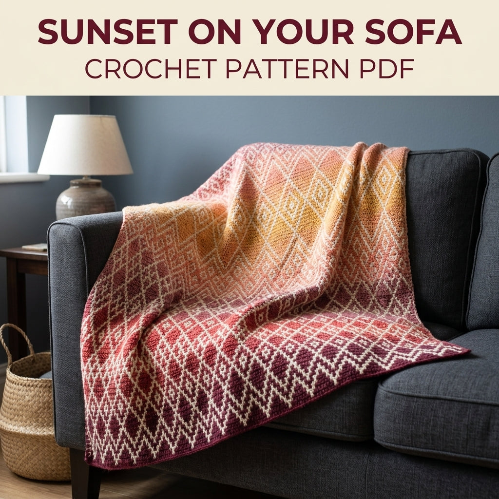 Sunset Mosaic Diamond Throw Crochet Pattern PDF – Gradient Mosaic Blanket